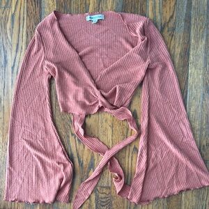 Urban Outfitters Orange Bell Sleeve Wrap Crop Top